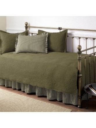 5-Piece Daybed Bedding Set in Dark Green Aloe Color