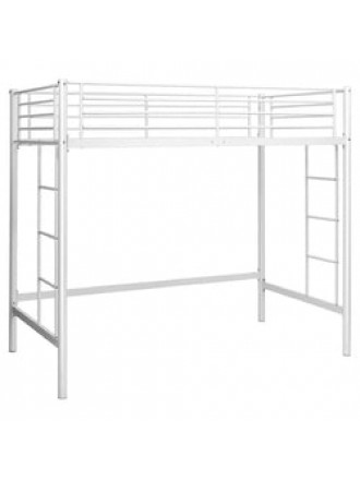 Twin size Modern Student Dorm Loft Bed Frame in White