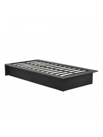 Twin Modern Black Faux Leather Upholstered Platform Bed Frame with Wood Slats