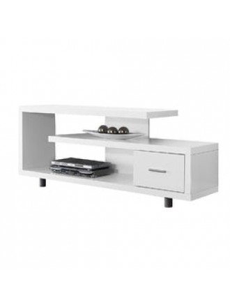 White Modern TV Stand - Fits up to 60-inch Flat Screen TV