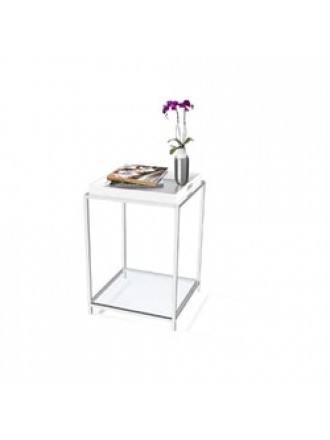 Modern Classic Metal End Table with White Removable Tray